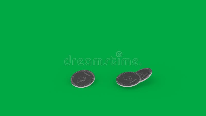 La vidéo 4K avec la chute invente la crypto devise Ethereum d'isolement sur le fond vert de chromakey Argent virtuel d'Internet illustration stock
