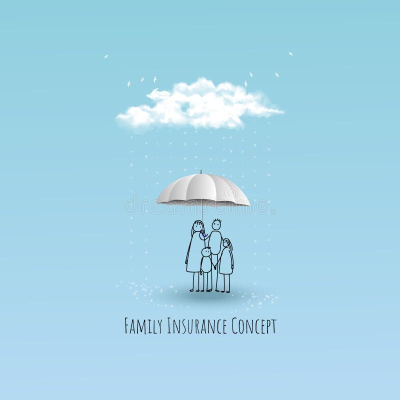 La vie et concept d'assurance de famille Pluvieux au-dessus de la famille Illustration de vecteur illustration stock La vie et concept d'assurance de famille Pluvieux au-dessus de la famille Illustration de vecteur illustration stock