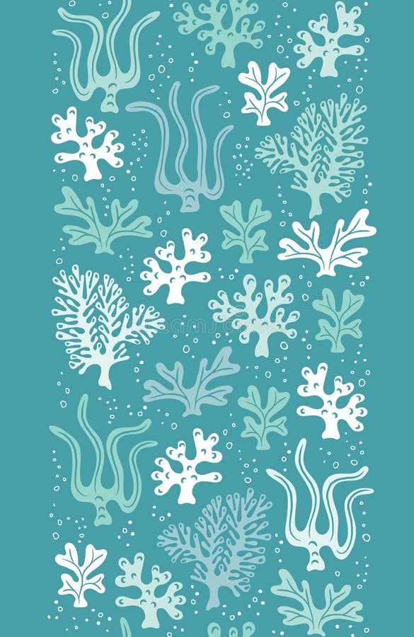 La vie marine tir?e par la main mignonne lunatique, coraux, algue, algues dirigent la fronti?re verticale sans couture r illustration de vecteur La vie marine tir?e par la main mignonne lunatique, coraux, algue, algues dirigent la fronti?re verticale sans couture r illustration de vecteur