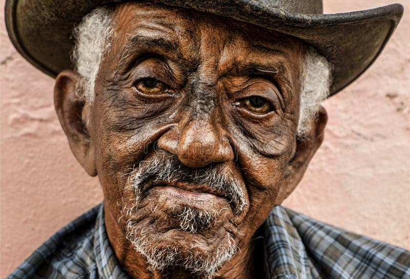 Real Cuban people, portrait of a senior African-American man looking at camera. Real Cuban people, portrait of a senior African-American man looking at camera.