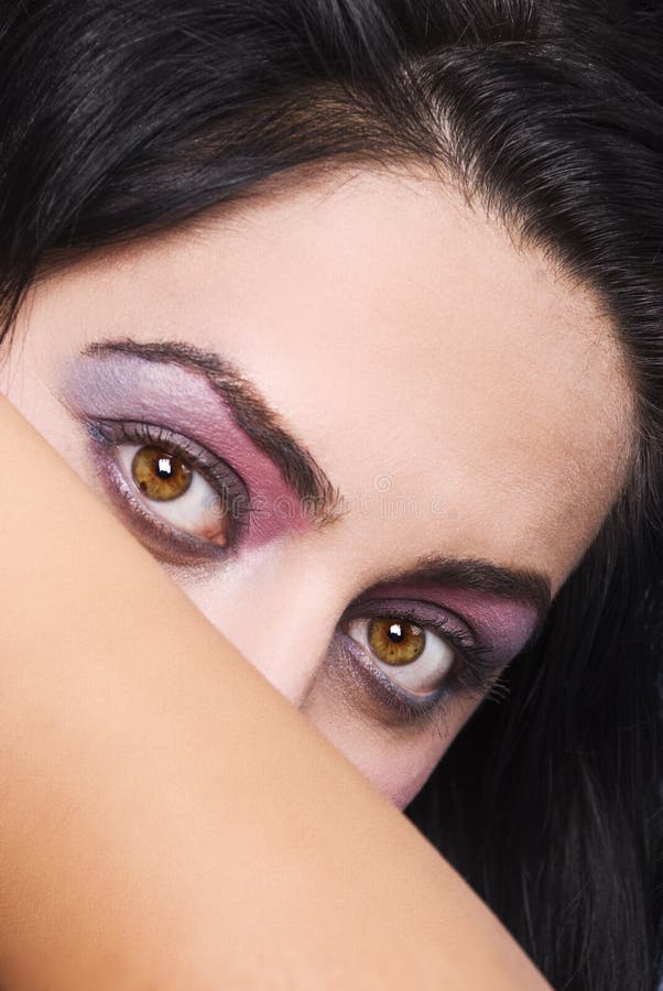 La violeta rosada compone ojos de la mujer foto de archivo La violeta rosada compone ojos de la mujer foto de archivo