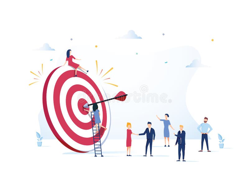La visione di affari, il grande obiettivo con la gente, il lavoro di squadra, funzionamento della gente al loro scopo, si alza la illustrazione vettoriale La visione di affari, il grande obiettivo con la gente, il lavoro di squadra, funzionamento della gente al loro scopo, si alza la illustrazione vettoriale