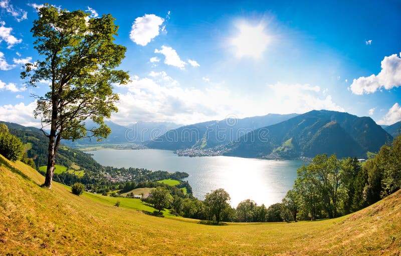 Panoramic view of Zell am See in Salzburg, Austria. Panoramic view of Zell am See in Salzburg, Austria.