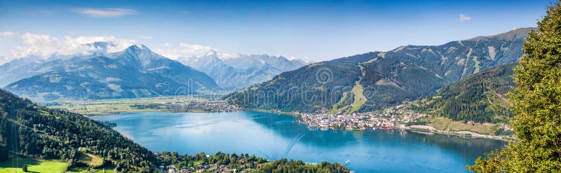 Panoramic view of the city of Zell am See with Zeller Lake in Salzburger Land, Austria. Panoramic view of the city of Zell am See with Zeller Lake in Salzburger Land, Austria.