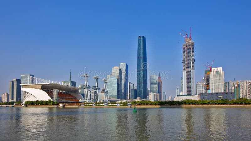 La vue d'horizon de la ville nouvelle de Zhujiang photo stock La vue d'horizon de la ville nouvelle de Zhujiang photo stock
