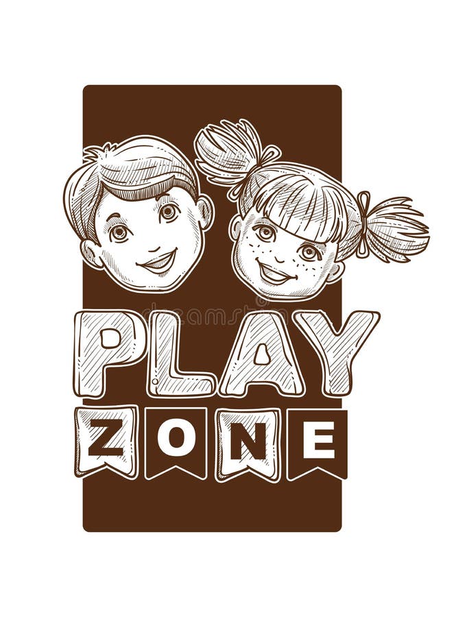 La zona del juego para los niños, niños bosqueja la bandera, logotipo libre illustration La zona del juego para los niños, niños bosqueja la bandera, logotipo libre illustration