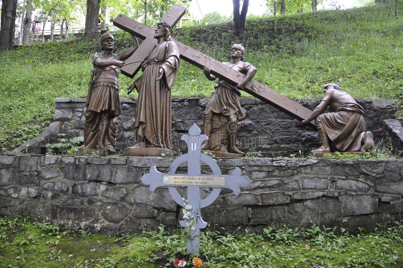 Statuary Work with the 2nd Station of the Cross with Jesus from Sainte Anne de Baupre Sanctuary in Quebec Canada on 27th 2017. Statuary Work with the 2nd Station of the Cross with Jesus from Sainte Anne de Baupre Sanctuary in Quebec Canada on 27th 2017