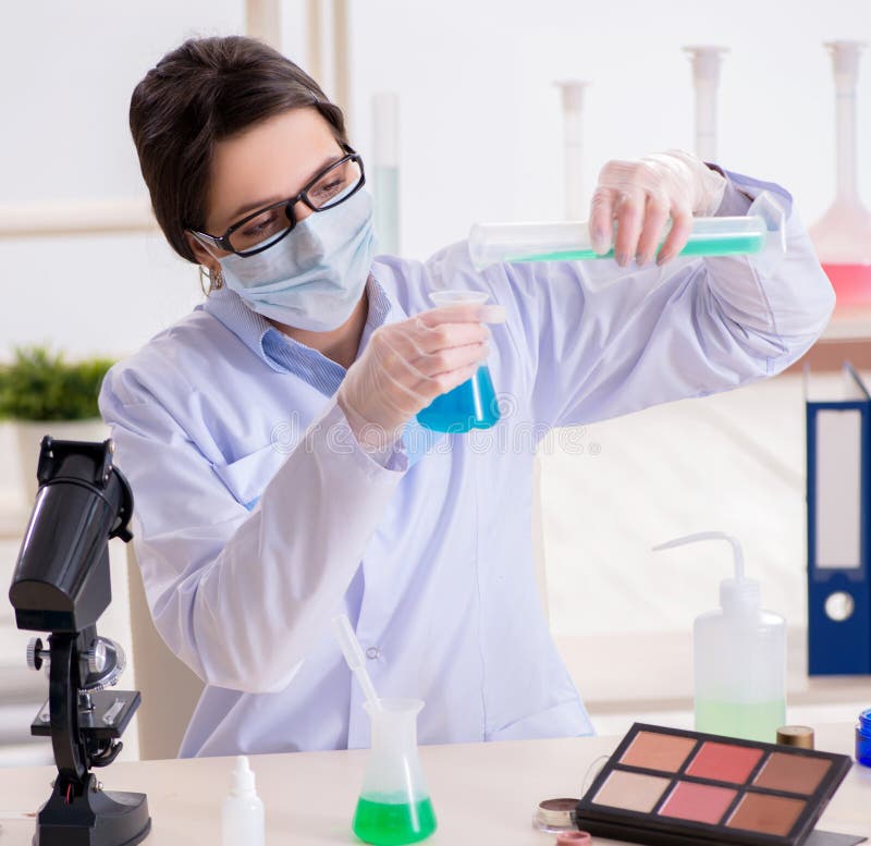 Lab Chemist Checking Beauty and Makeup Products Stock Photo Image of
