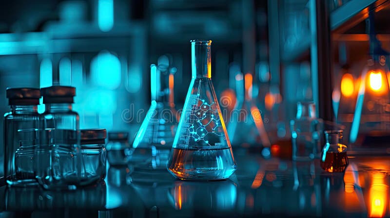 Lab chemistry or science research and development concept. royalty free illustration