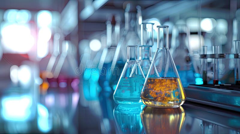 Lab chemistry or science research and development concept. royalty free illustration