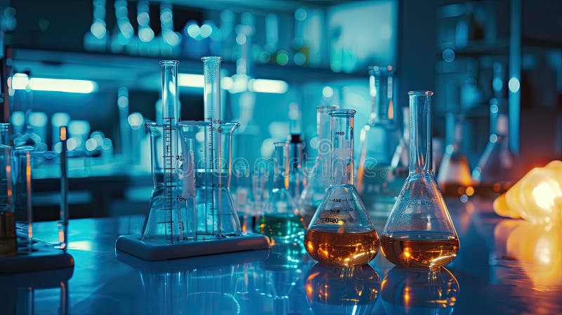 Lab chemistry or science research and development concept. stock illustration