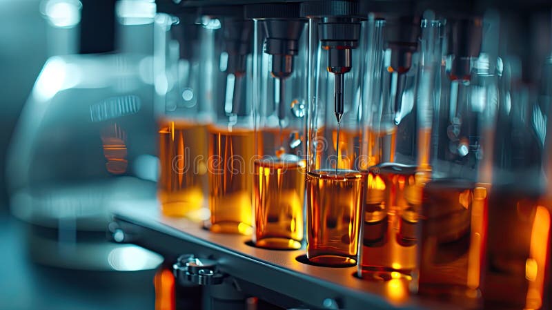 Lab chemistry or science research and development concept. royalty free illustration