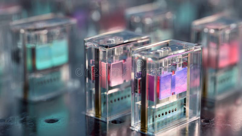 In a lab, light photons are captured in a glass chamber to generate random numbers for encryption in quantum computing. Quantum keys stock images, royalty-free photos and pictures