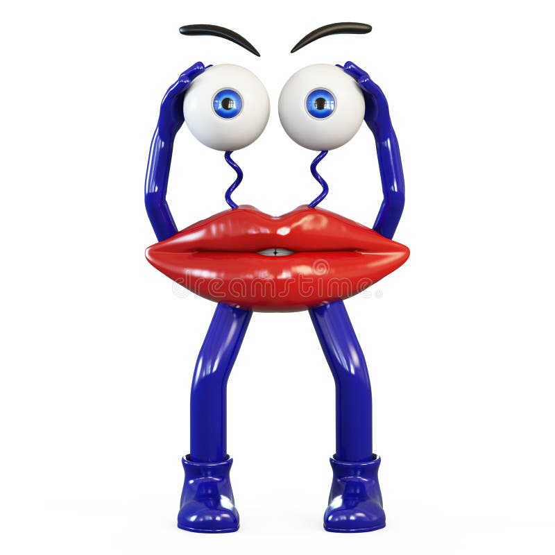 Labbra della figurina con gli occhi azzurri illustrazione di stock Labbra della figurina con gli occhi azzurri illustrazione di stock