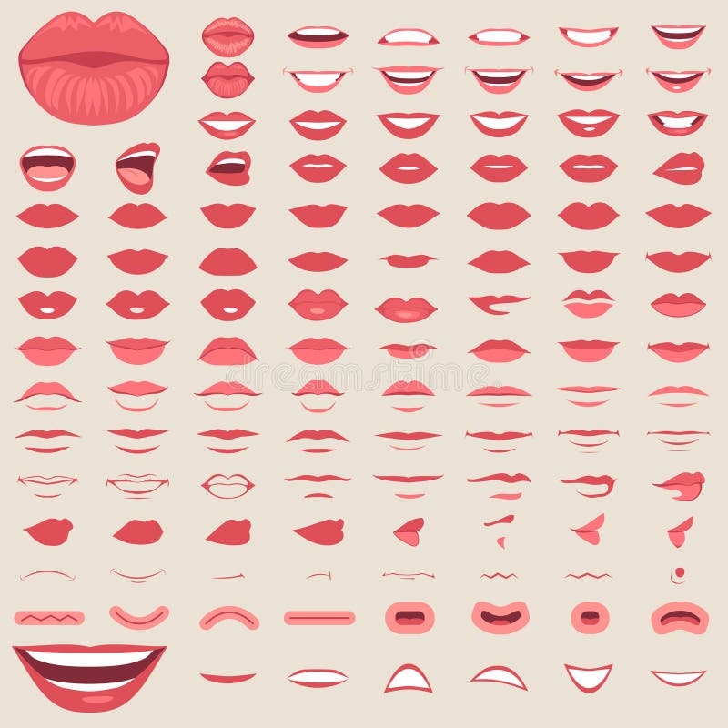 Labbra isolate, maschio di sorriso e bocca femminile