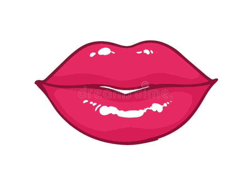 Labbra lucide rosa luminose o bocca sexy isolata su fondo bianco Bello simbolo di amore, del bacio, della passione e del desideri