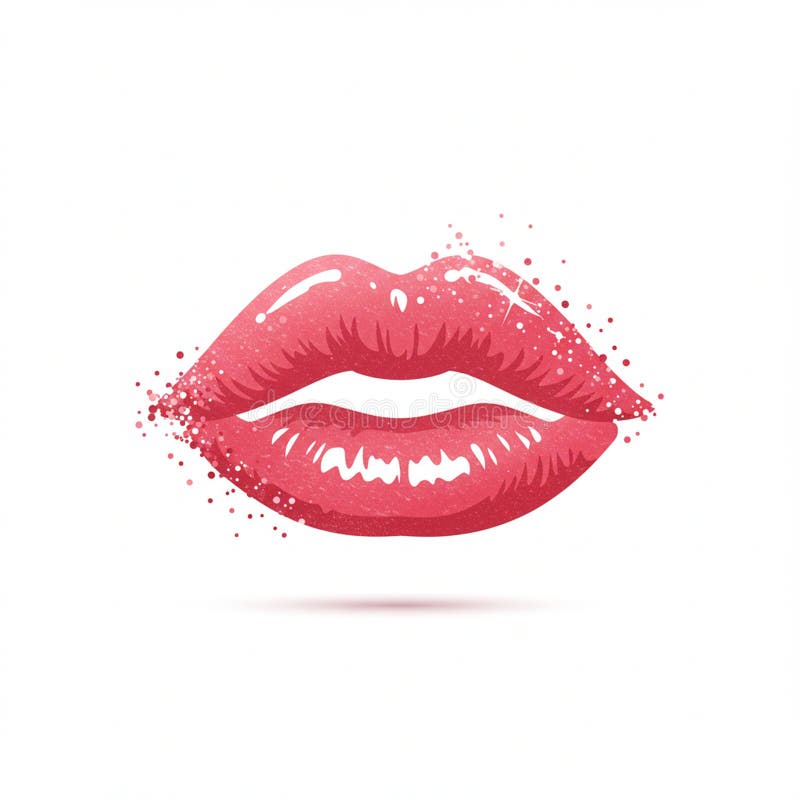 Labbra rosse con aspetto lucido e lucido in stile illustrativo digitale. Le labbra sono royalty illustrazione gratis