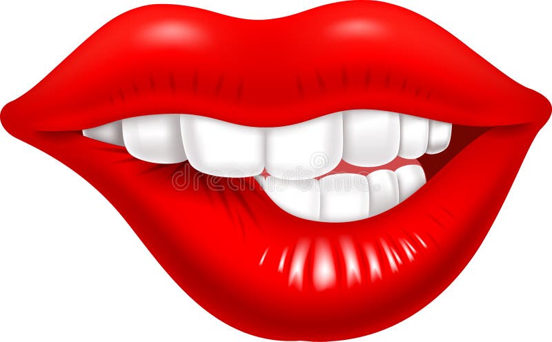 Labbra rosse sexy femminili del fumetto isolate su fondo bianco