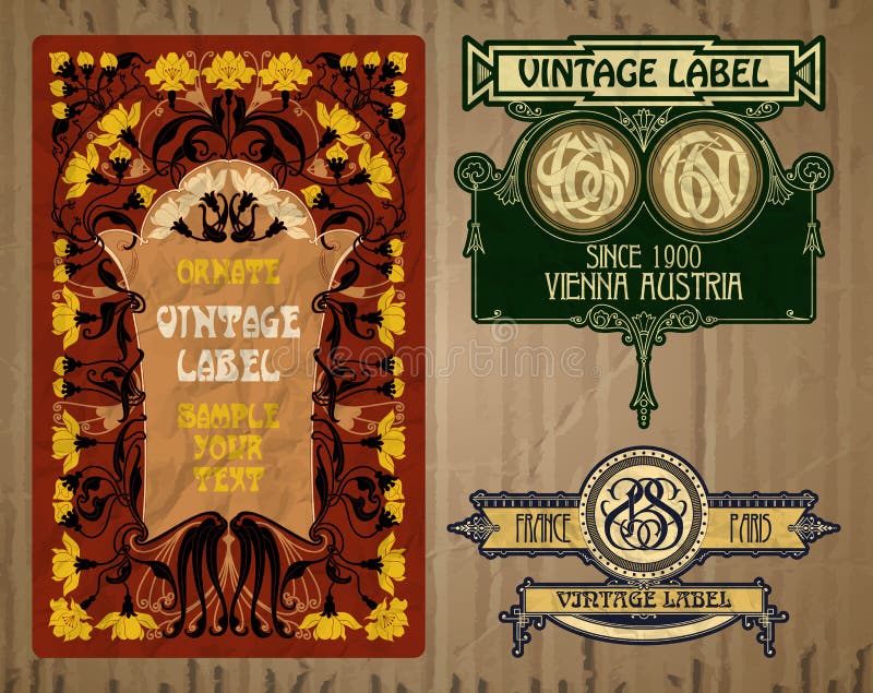 Label Art Nouveau stock vector. Illustration of frame 82344367