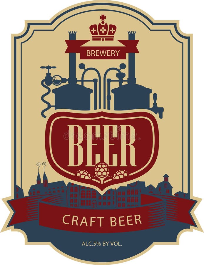 Label beer with brewery stock vector. Illustration of plant 84348634