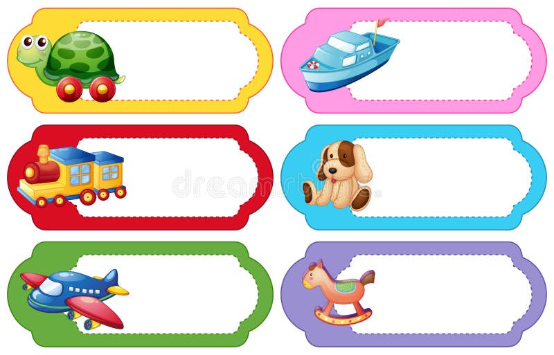 Label Design with Different Toys Stock Vector - Illustration of ...