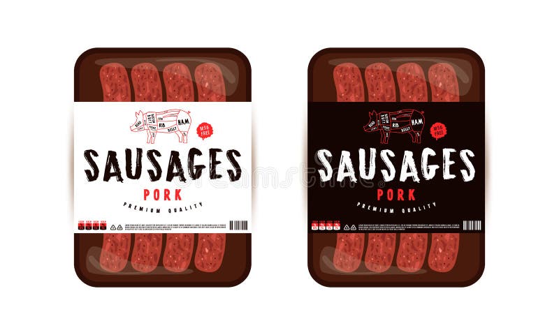 Sausage Packaging Label Template Stock Vector Illustration Of Product