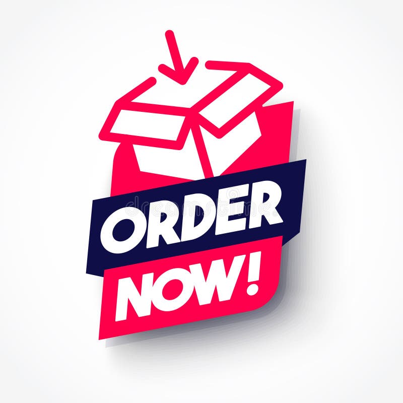 Dynamic Label With Package Icon And Text Order Now vector illustration