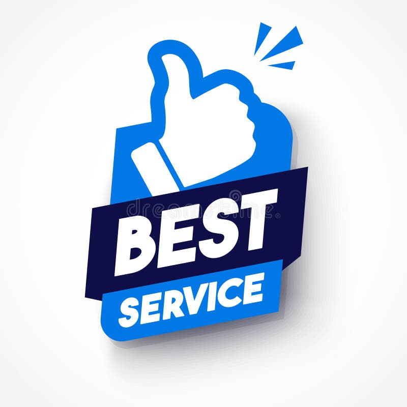Dynamic Label With Thumb Up Icon And Text Best Service vector illustration