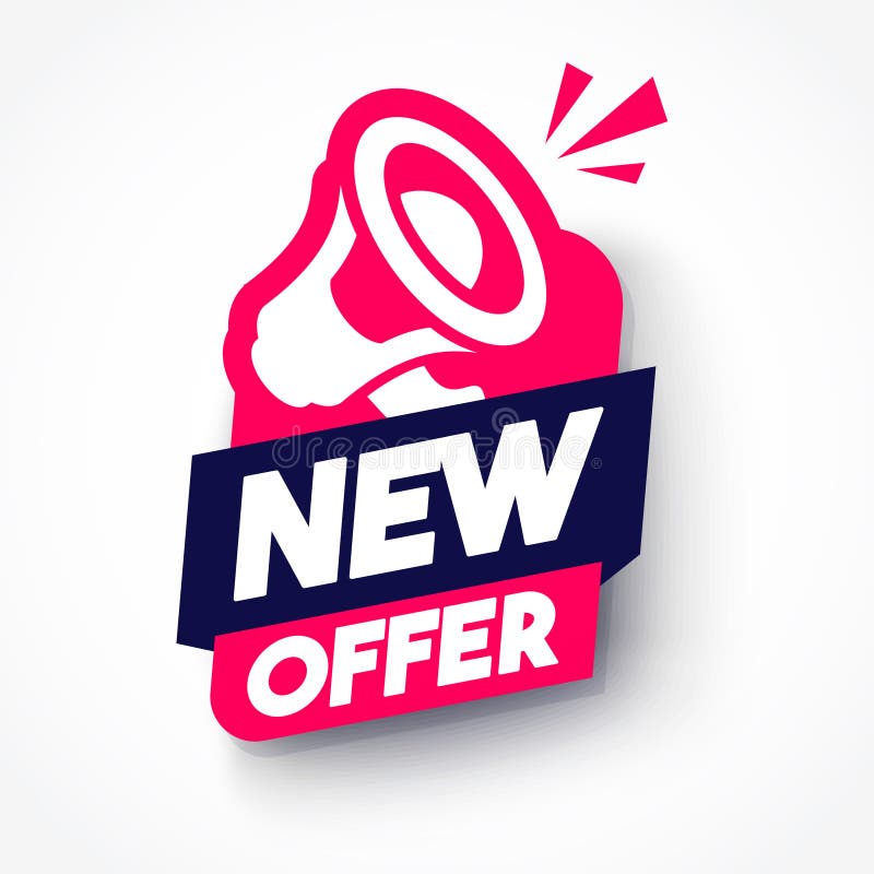 Dynamic Label With Megaphone Icon And Text New Offer royalty free illustration