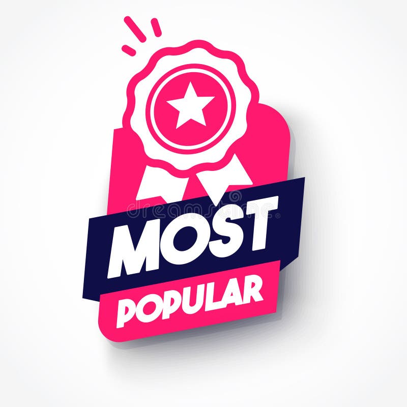 Dynamic Label With Medal Icon And Text Most Popular vector illustration