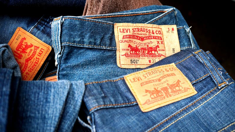 The Leather Label With The Levi`s Brand Sewn On The Back Of A Pair Of Jeans  Of The 511 Model Editorial Photography Image Of Background, Brand:  191925297 