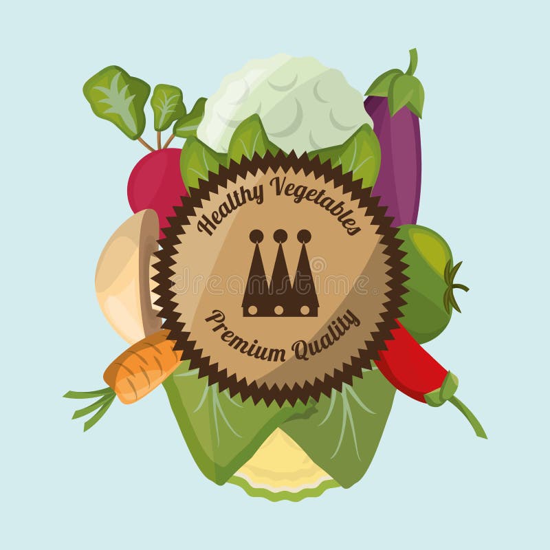 Label frais de récolte de légumes sains illustration stock Label frais de récolte de légumes sains illustration stock