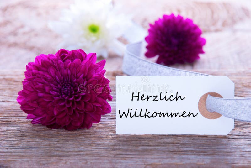 Label with Herzlich Willkommen Stock Photo - Image of greet, meeting