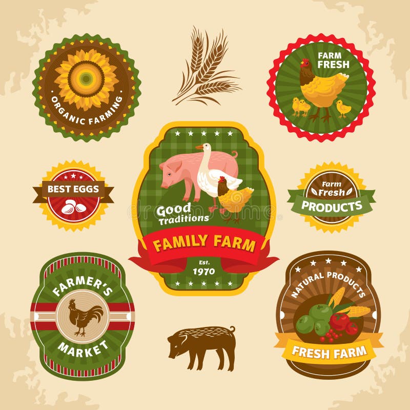 Vintage farm labels vector illustration. Vintage farm labels vector illustration