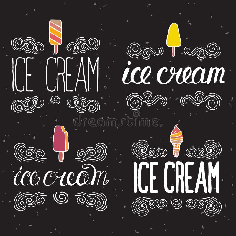 Labels de vecteur avec la crème glacée illustration stock Labels de vecteur avec la crème glacée illustration stock
