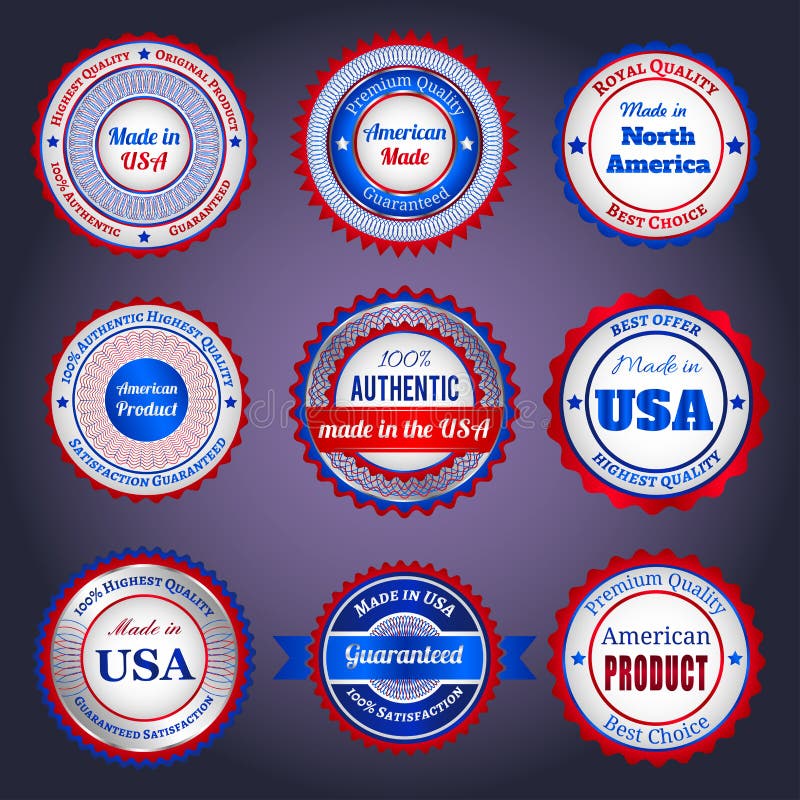 Labels et autocollants de vente sur Made aux Etats-Unis illustration libre de droits Labels et autocollants de vente sur Made aux Etats-Unis illustration libre de droits