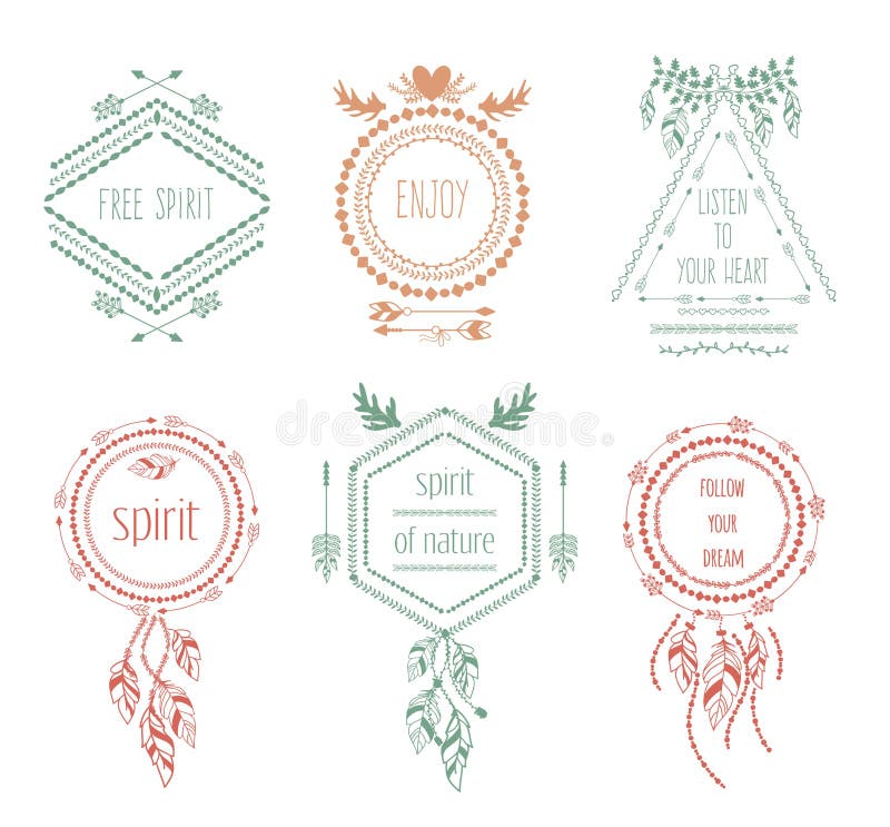 Labels tribals de hippie de Boho illustration stock Labels tribals de hippie de Boho illustration stock