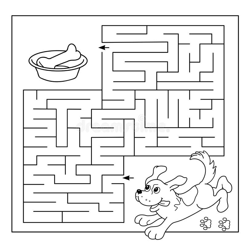 Laberinto de la educación o juego del laberinto para los niños preescolares Rompecabezas Esquema de la página que colorea del per stock de ilustración