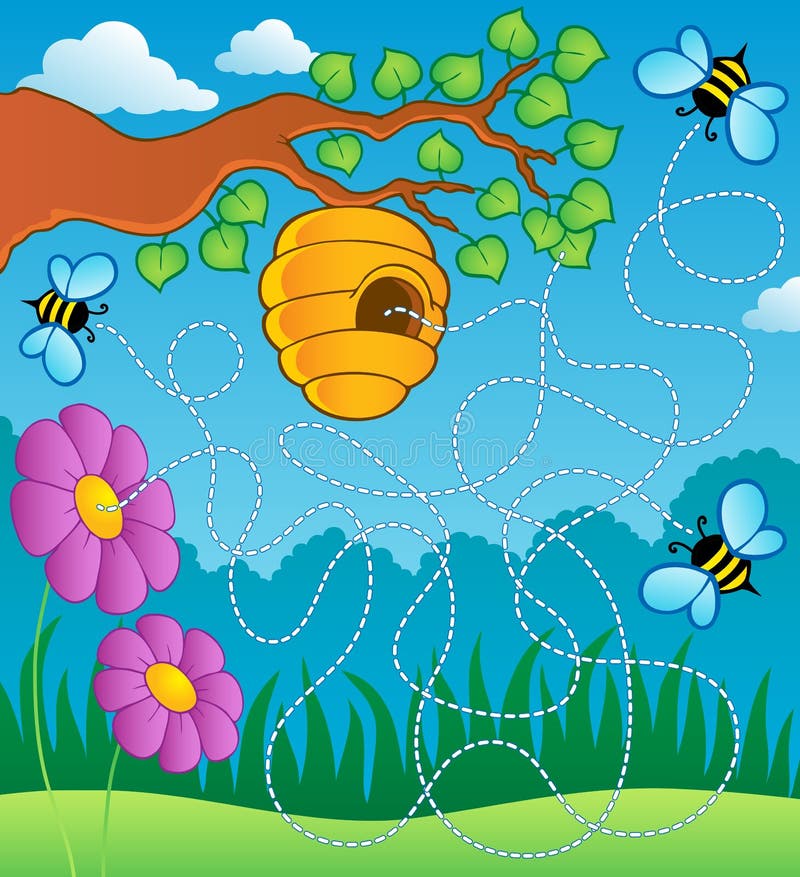 Laberinto del tema de la abeja
