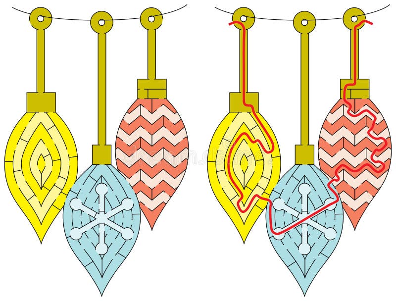 Laberinto fácil del ornamento de la Navidad ilustración del vector Laberinto fácil del ornamento de la Navidad ilustración del vector