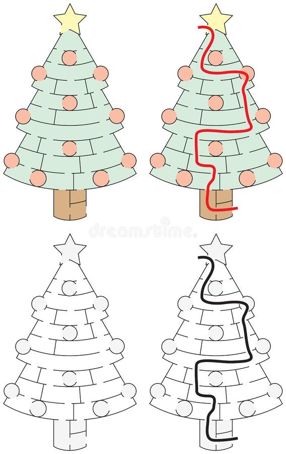 Laberinto fácil del árbol de navidad ilustración del vector Laberinto fácil del árbol de navidad ilustración del vector