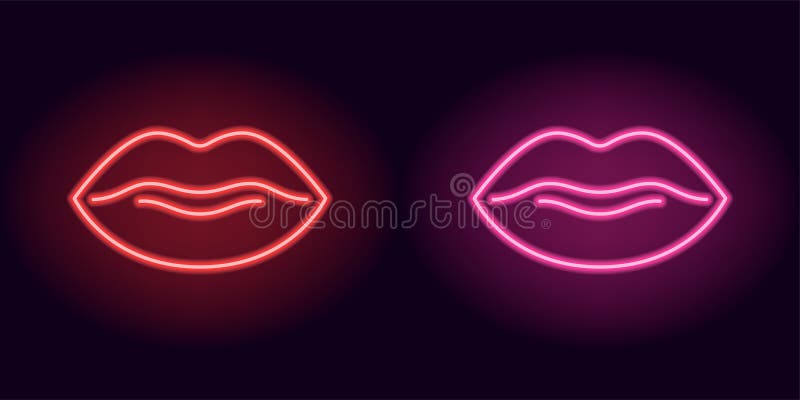 Labios de neón rojos y rosados stock de ilustración Labios de neón rojos y rosados stock de ilustración