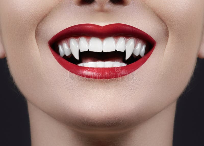 Labios femeninos atractivos del vampiro Sonrisa del monstruo Estilo de Halloween con el labio rojo del maquillaje de la sangre Mi imagen de archivo libre de regalías Labios femeninos atractivos del vampiro Sonrisa del monstruo Estilo de Halloween con el labio rojo del maquillaje de la sangre Mi imagen de archivo libre de regalías