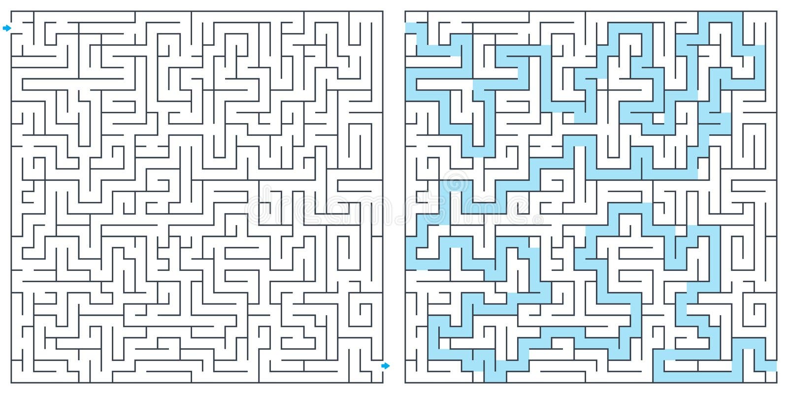 Labirinto, labirinto com ilustração do vetor da solução Labirinto quadrado Vetor de alta qualidade Labirinto, labirinto com ilustração do vetor da solução Labirinto quadrado Vetor de alta qualidade