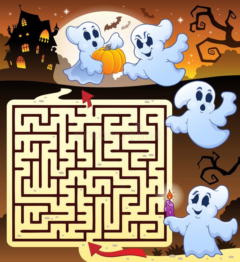 Modelo de jogo de labirinto de terror de halloween