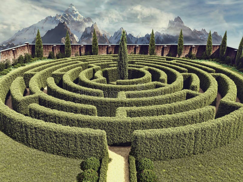 Labirinto del giardino di fantasia royalty illustrazione gratis Labirinto del giardino di fantasia royalty illustrazione gratis