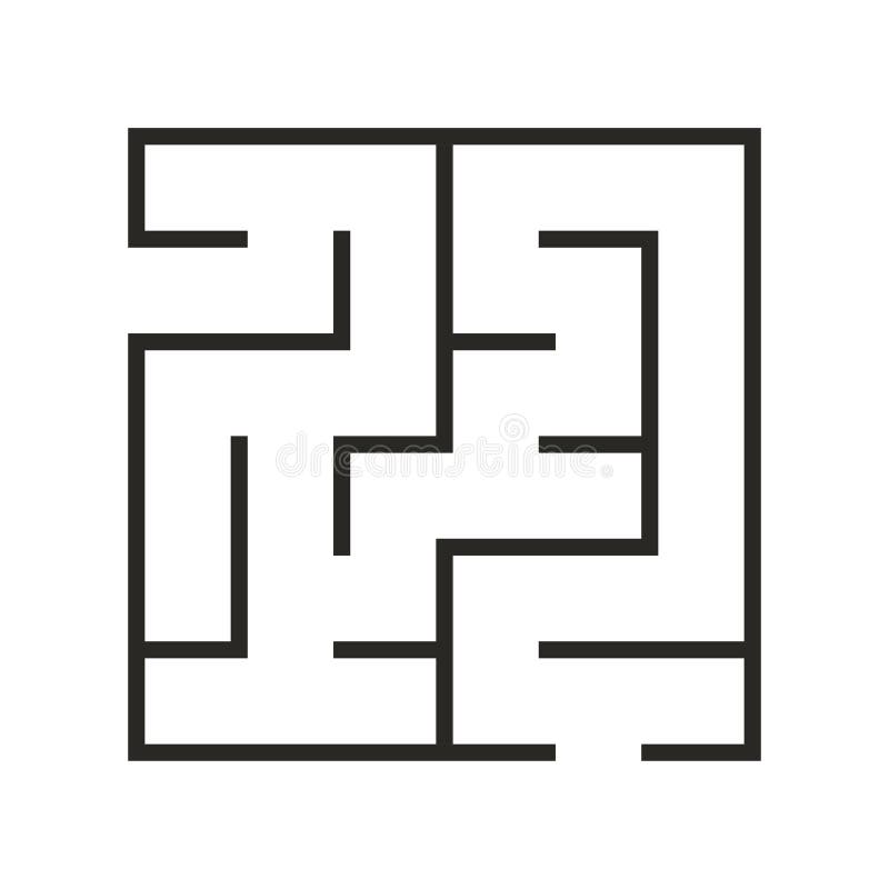 Ícone de labirinto quadrado. jogo de lógica simples com labirinto