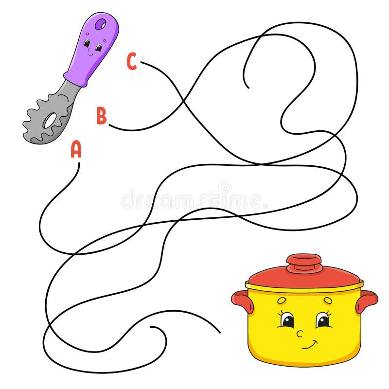jogo de labirinto para crianças que aprendem em casa. tarefa de  quebra-cabeça do labirinto. forma de enigma de lazer em casa, procure o  caminho certo. 2189054 Vetor no Vecteezy