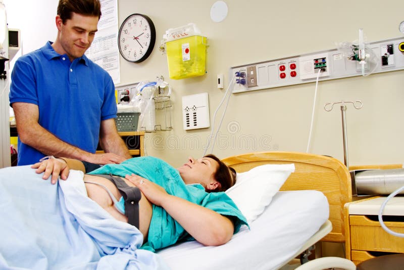 Labor patient giving husband a smile