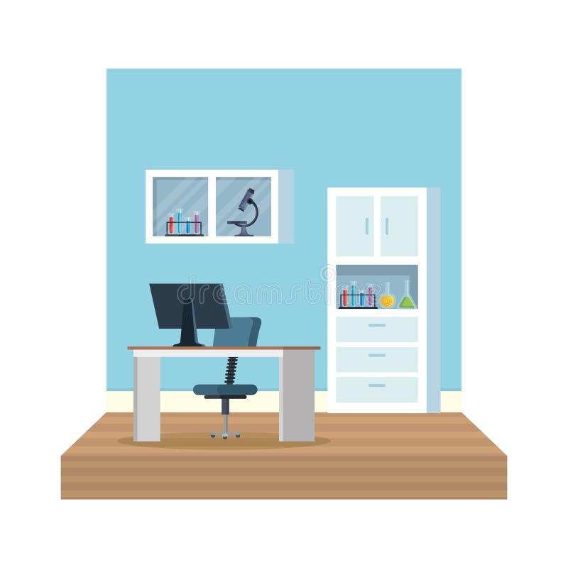 Laborancka biurowa miejsce pracy scena ilustracji